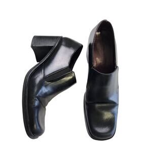 Lord & Taylor Womens‎ Justin Chunky Loafers Size 9 Black Leather Academia Gothic